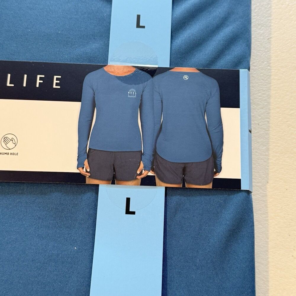 REEL LIFE WOMEN'S JAX BEACH LONG SLEEVE UV (UPF 50) Large Navy New - Picture 8 of 12